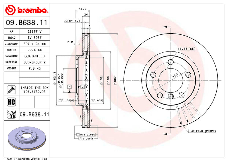 Mini Brembo Disc Brake Rotor – Front (307mm) 34119804829