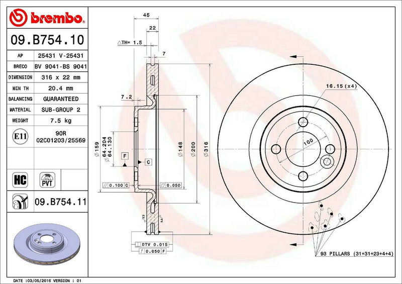 Mini Brembo Disc Brake Rotor – Front (316mm) 34106784366
