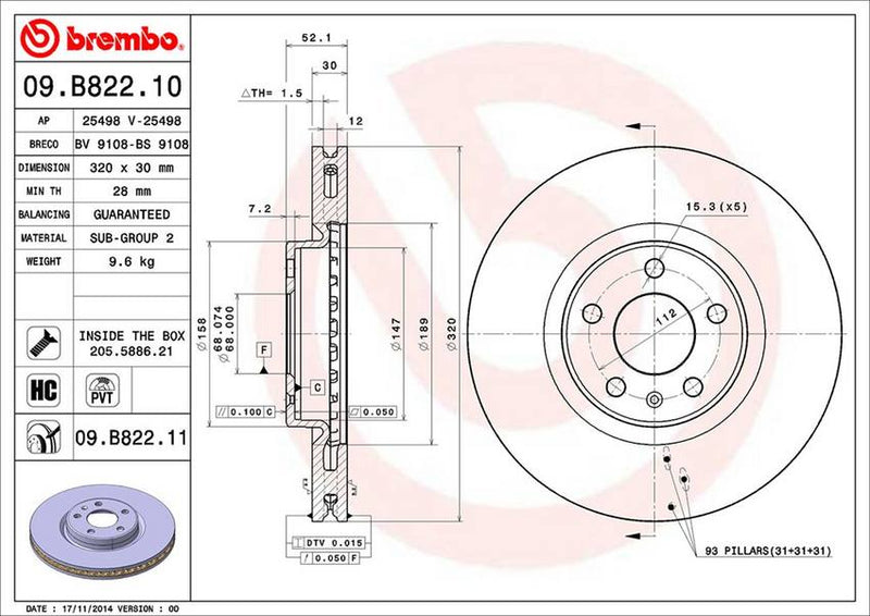 Brembo Brake Disc 09.B822.11
