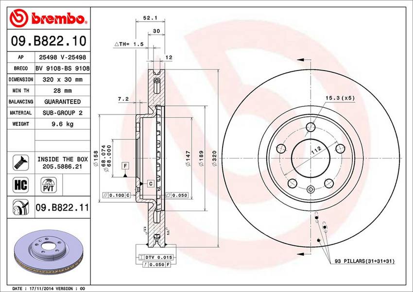 Brembo Brake Disc 09.B822.11