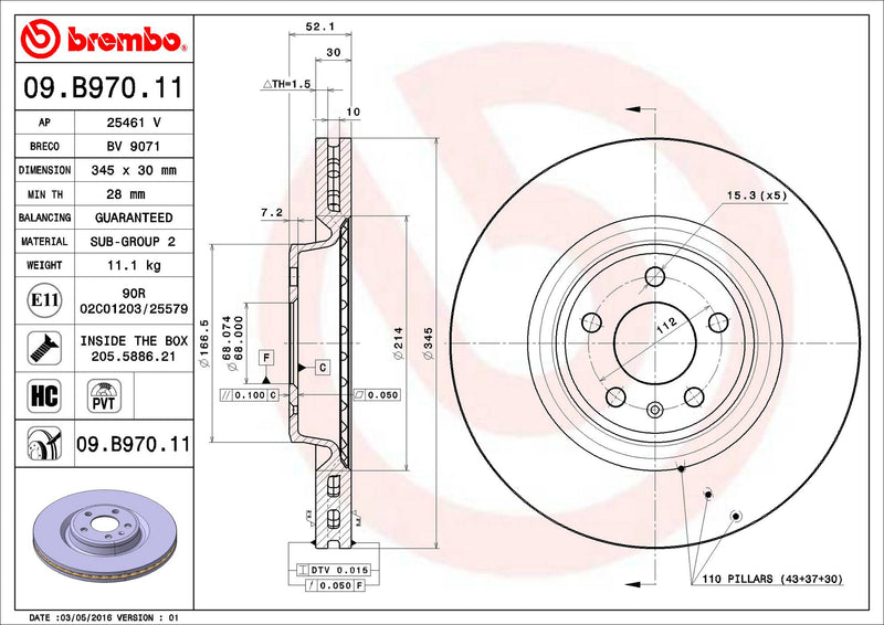 Porsche Disc Brake Pad and Rotor Kit – Front (345mm) (Low-Met) 95B615301B