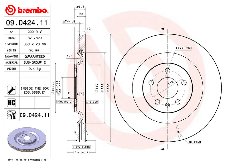 Brembo Brake Disc 09.D424.11