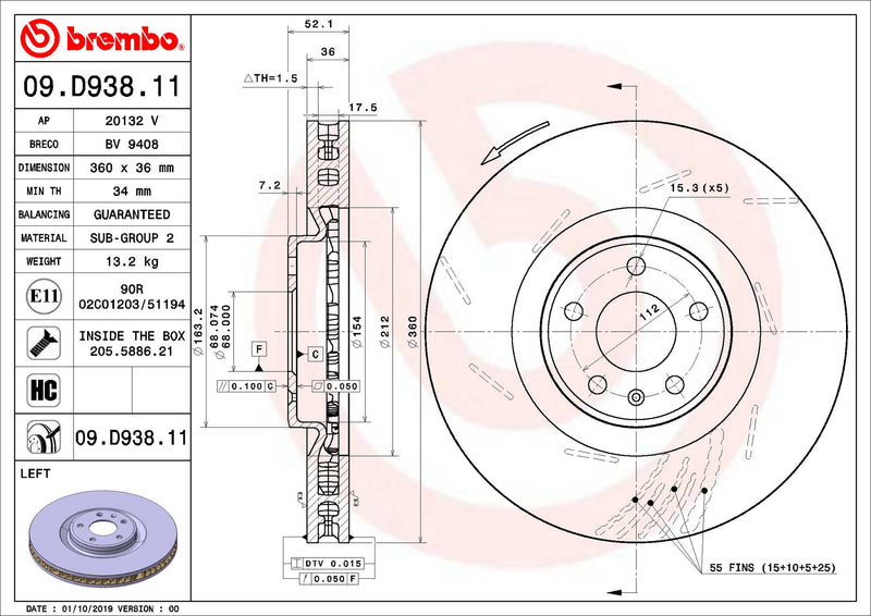 Brembo Brake Disc 09.D938.11