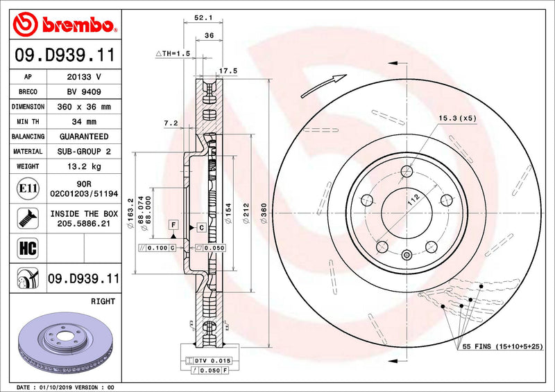 Brembo Brake Disc 09.D939.11