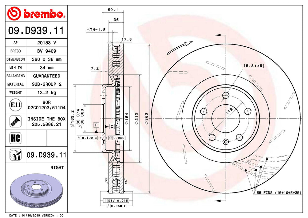 Brembo Brake Disc 09.D939.11