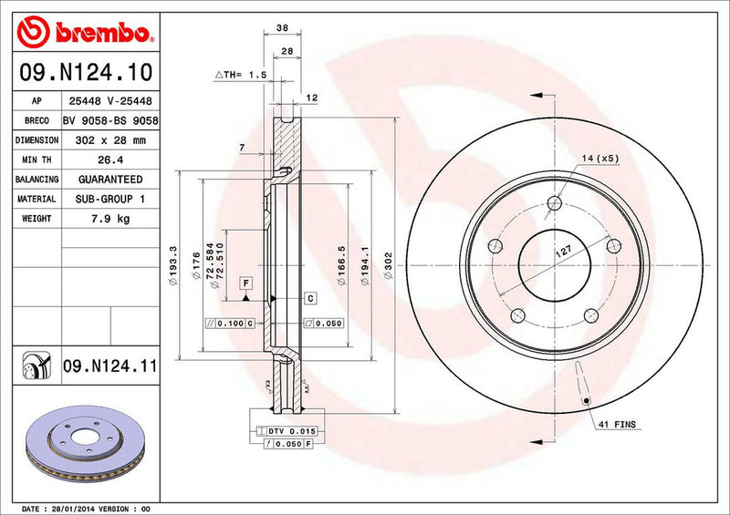 Volkswagen Disc Brake Pad and Rotor Kit – Front and Rear (302mm/305) (Ceramic) K04721995AB