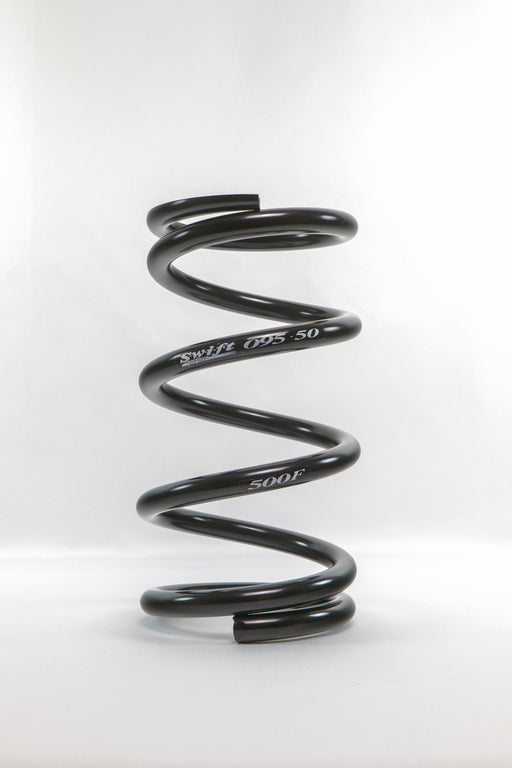 Coil Spring - Conventional - High Travel - 5 in OD - 9.5 in Length - 500 lb/in Spring Rate - Front - Steel - Black Powder Coat - Each