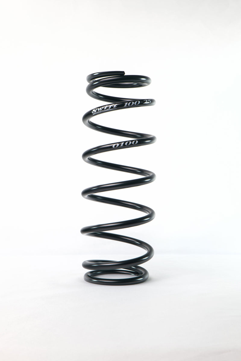 Coil Spring - Coil-Over - Barrel - 2.5 in ID - 10 in Length - 100 lb/in Spring Rate - Steel - Black Powder Coat - Each