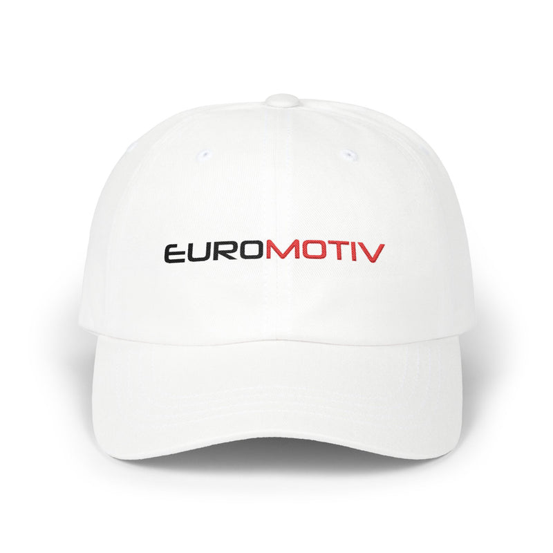 Euromotiv Embroidered Dad Cap — Classic White Adjustable Hat