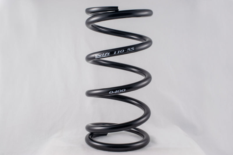 Coil Spring - Conventional - 5.5 in OD - 11 in Length - 400 lb/in Spring Rate - Front - Steel - Black Powder Coat - Each