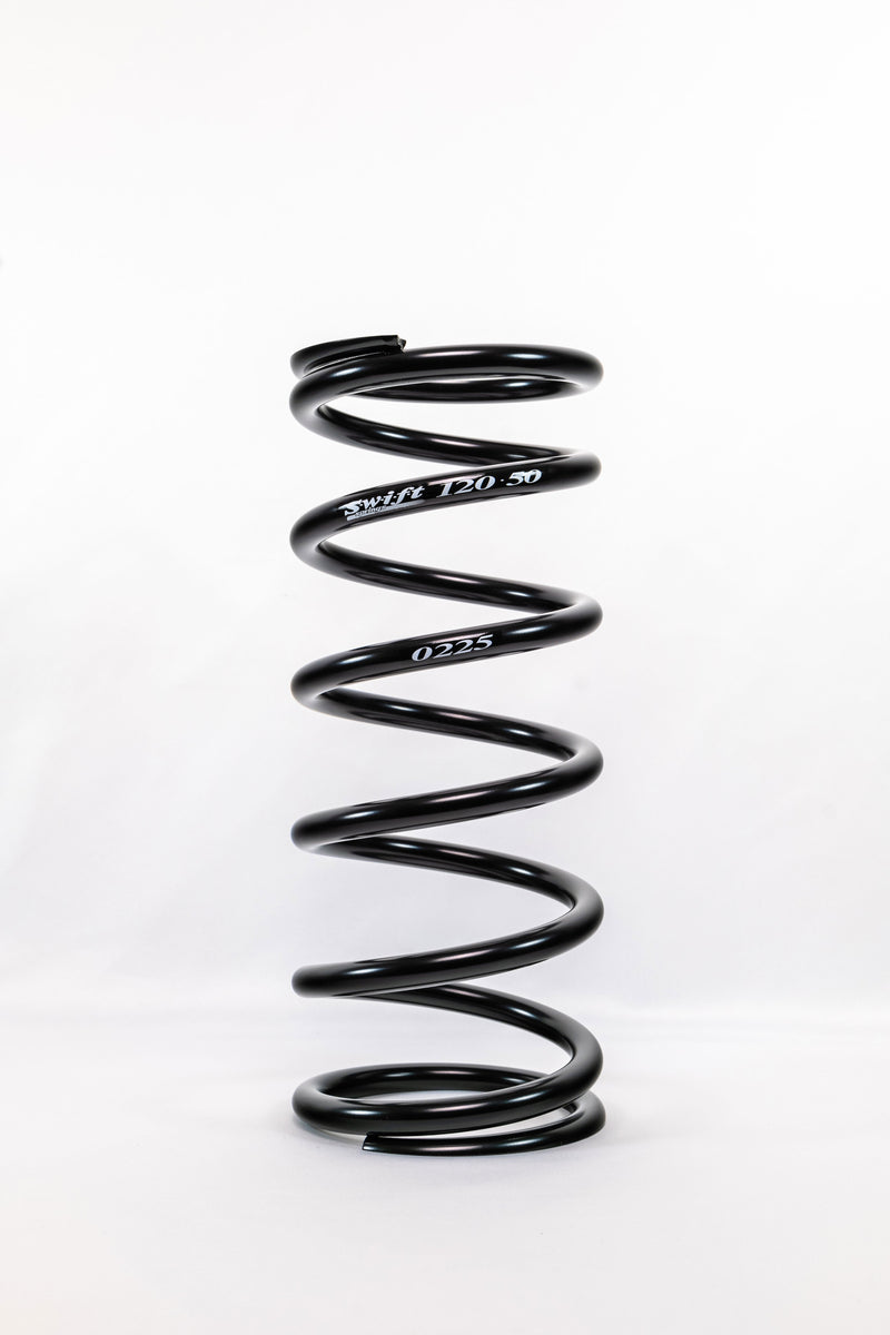 Coil Spring - Conventional - 5 in OD - 12 in Length - 225 lb/in Spring Rate - Black Powder Coat - Each