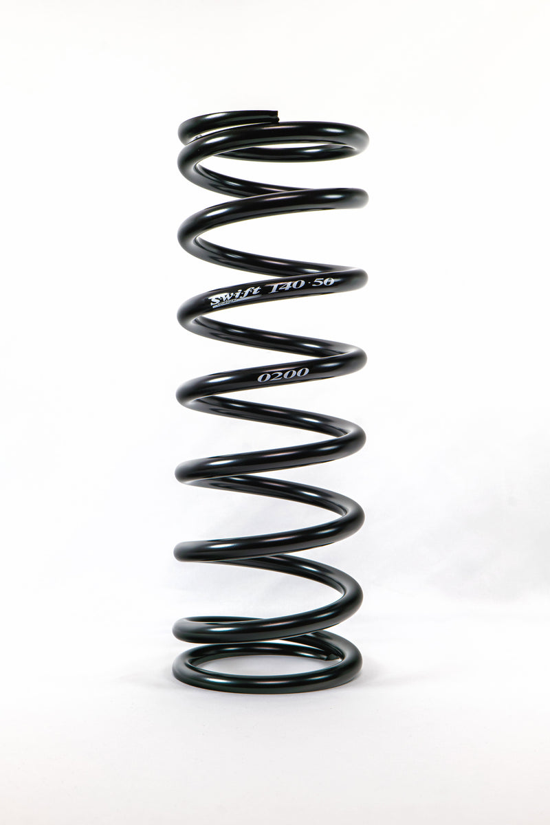 Coil Spring - Conventional - 5 in OD - 14 in Length - 200 lb/in Spring Rate - Rear - Steel - Black Powder Coat - Each