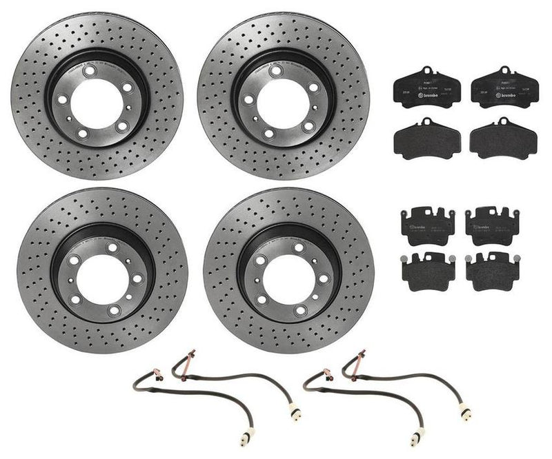 Porsche Brakes Kit – Pads & Rotors Front and Rear (330mm/330mm) (Low-Met) 99661236500 – Brembo 1592623KIT