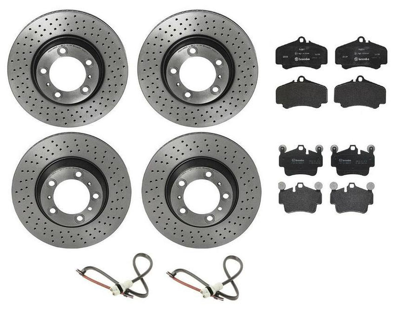 Porsche Brakes Kit – Pads & Rotors Front and Rear (330mm/330mm) (Low-Met) 99761268000 – Brembo 1592701KIT