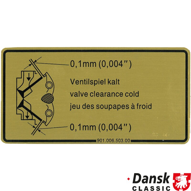 DANSK CLASSIC Valve Adjustment Decal 1601500106