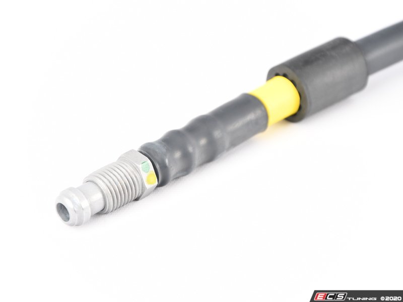 Front Hydraulic Sway Bar Hose - Braided Steel with Yellow Stripe