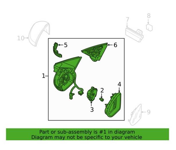 Door Mirror Glass Assembly – Pasenger Side