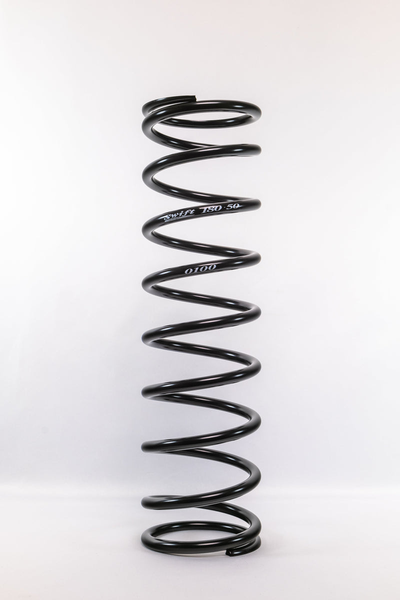 Coil Spring - Conventional - 5 in OD - 18 in Length - 100 lb/in Spring Rate - Rear - Steel - Black Powder Coat - Each