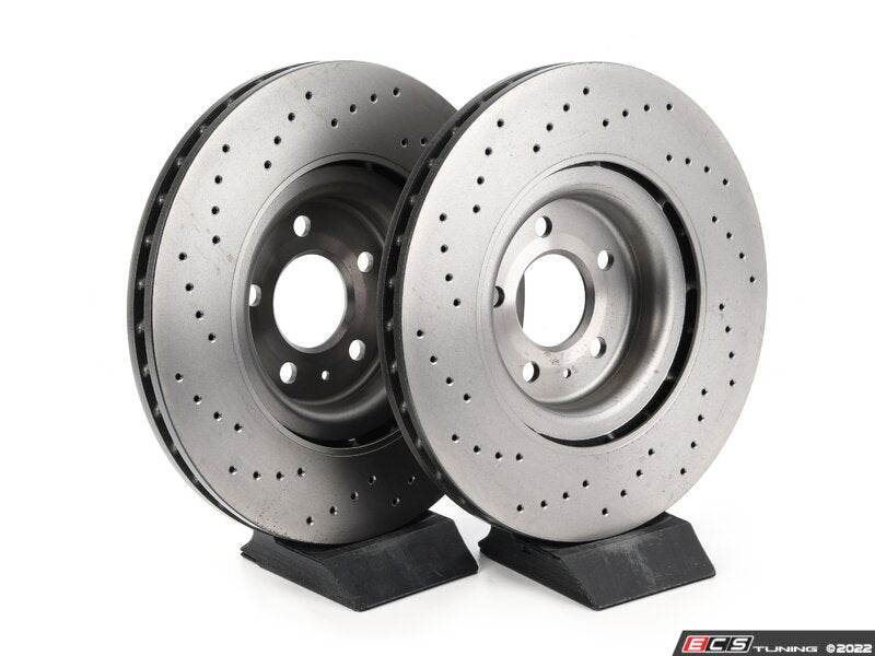 Front Cross Drilled UV Coated Brake Rotors - Pair (345x30)
