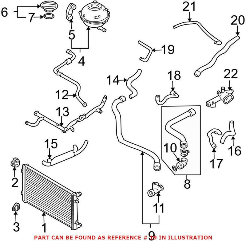 VW Engine Coolant Hose 1C0121447AD – Genuine VW/Audi