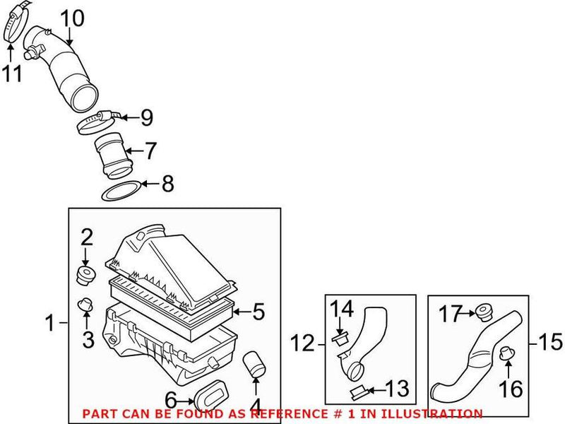 VW Air Filter and Housing Assembly 1C0129607T – Genuine VW/Audi
