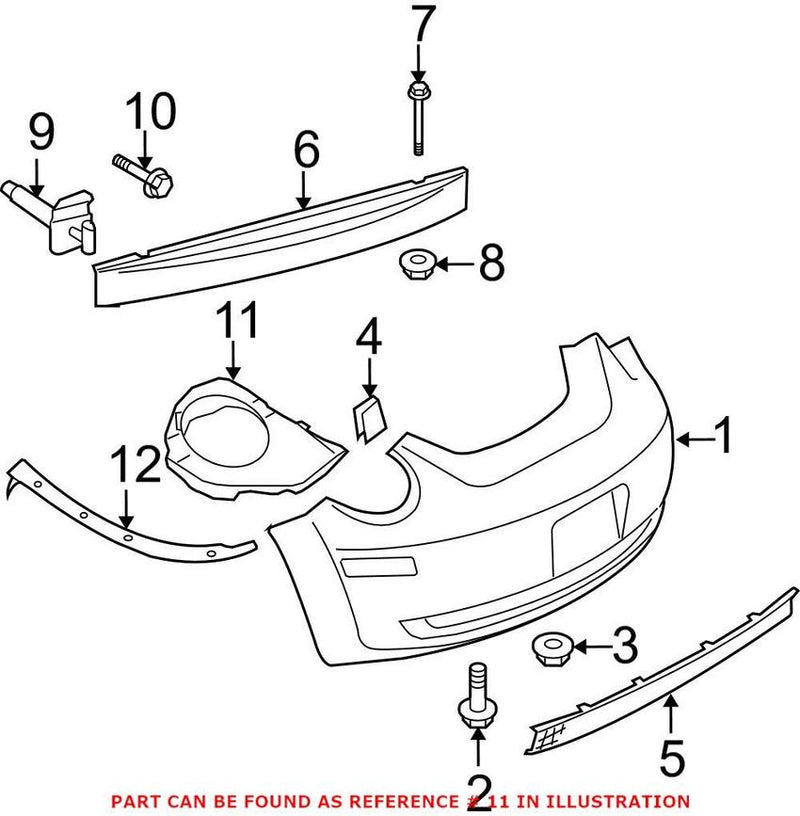 VW Bumper Cover Support Rail – Rear Passenger Side 1C0807712N