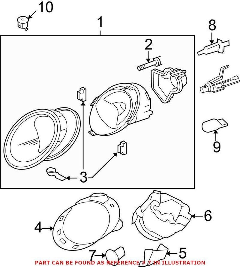 VW Headlight Housing Bracket 1C0906329F – Genuine VW/Audi