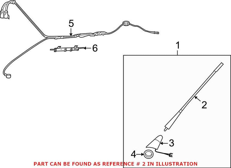 VW Radio Antenna Mast 1J0035849A