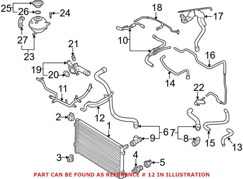 Genuine VW/Audi VW Expansion Tank Hose 1J0121086BR