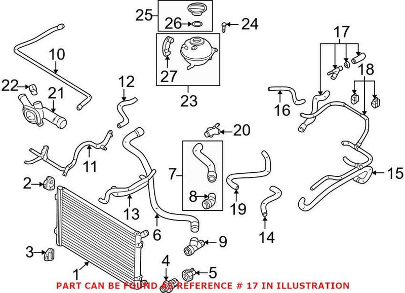 VW Engine Coolant Hose – Upper (w/ Coupler) 1J0122157EM