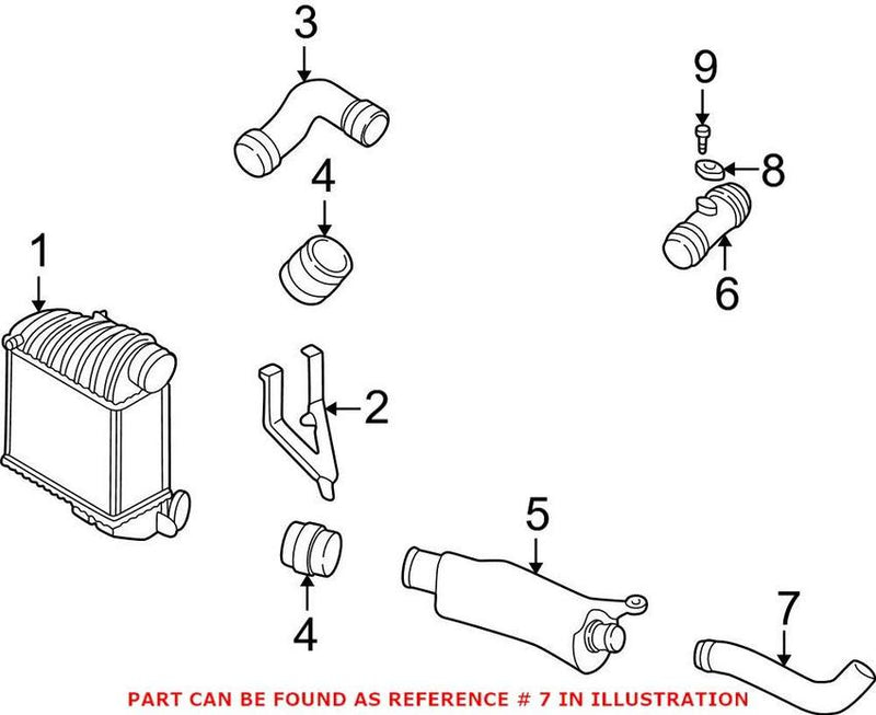 VW Intercooler Hose – Turbocharger to Intercooler Pipe 1J0145828T