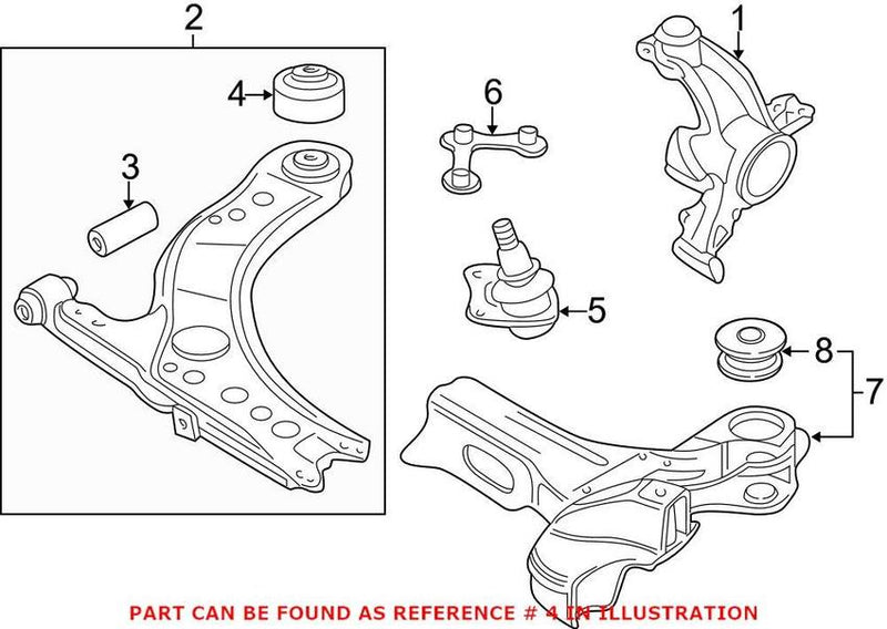 VW Suspension Control Arm Bushing – Front Rearward 1J0407181