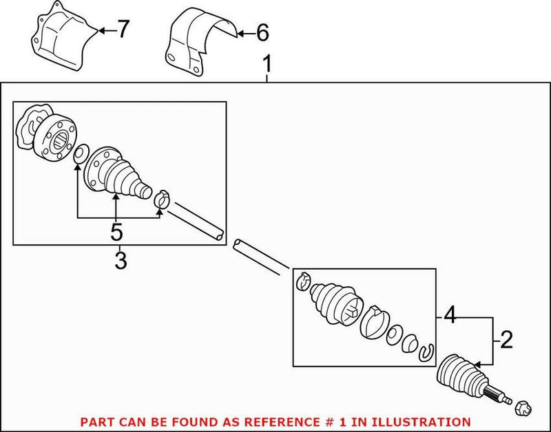 VW CV Axle Assembly – Front Driver Side 1J0407271PL
