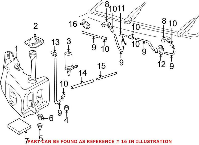 Windshield Washer Fluid Tube Grommet