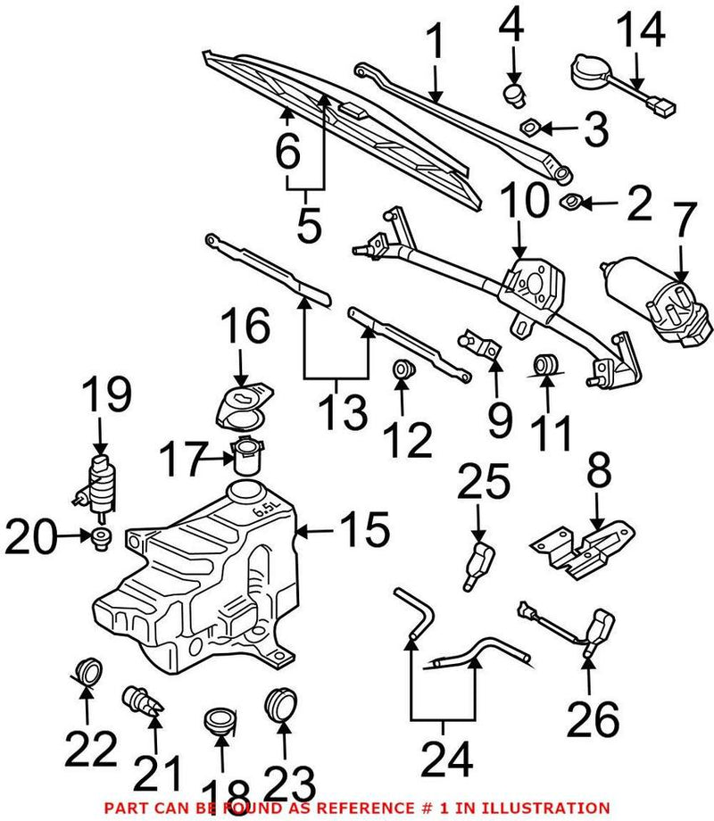 VW Windshield Wiper Arm – Driver Side 1J1955409G