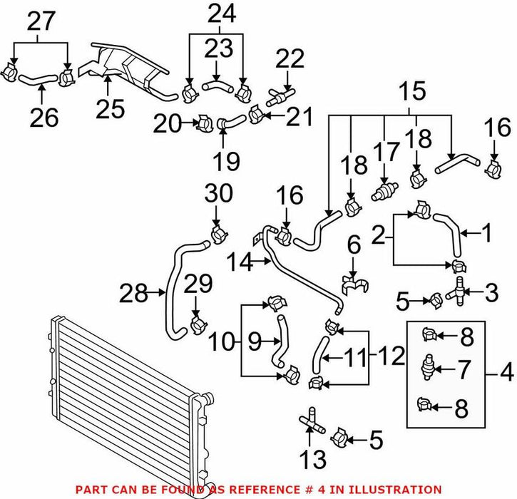 Genuine VW/Audi VW Engine Coolant Hose 1K0121086K