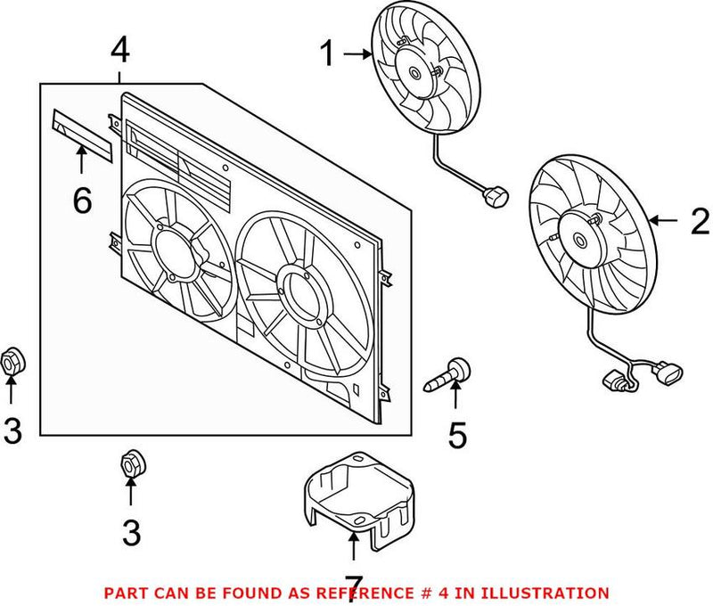 Genuine VW/Audi VW Dual Fan Cover (Black) 1K0121205AJ9B9
