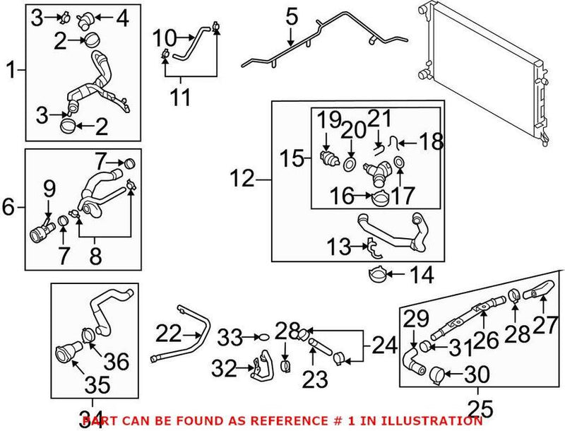 VW Engine Coolant Hose – Upper 1K0122101FD