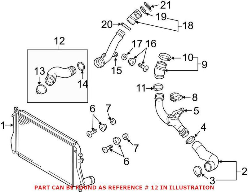 VW Turbocharger Intercooler Pipe 1K0145832AT