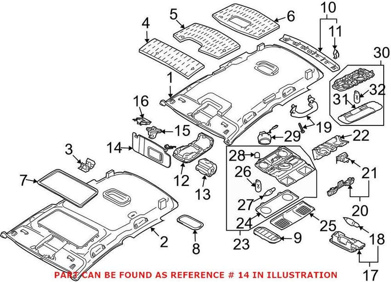 VW Sun Visor – Driver Side 1K0857551AF2F4