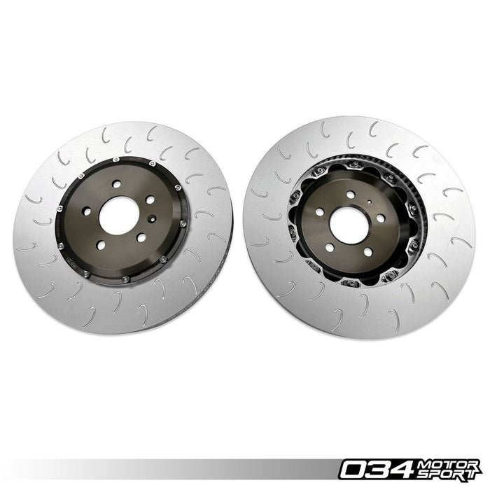034MOTORSPORT 2-PIECE FLOATING FRONT BRAKE ROTOR UPGRADE KIT FOR AUDI B9/B9.5 RS5, 4M/4M.5 Q7/Q8