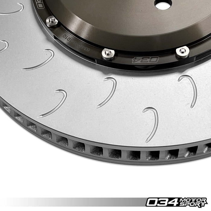 034MOTORSPORT 2-PIECE FLOATING FRONT BRAKE ROTOR UPGRADE KIT FOR AUDI B9/B9.5 RS5, 4M/4M.5 Q7/Q8