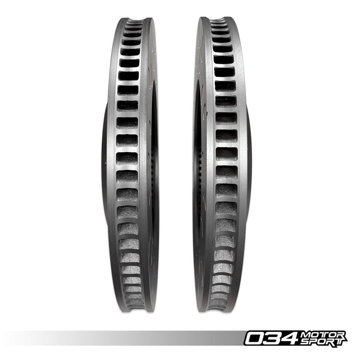 034MOTORSPORT 2-PIECE FLOATING FRONT BRAKE ROTOR UPGRADE KIT FOR AUDI B9/B9.5 RS5, 4M/4M.5 Q7/Q8