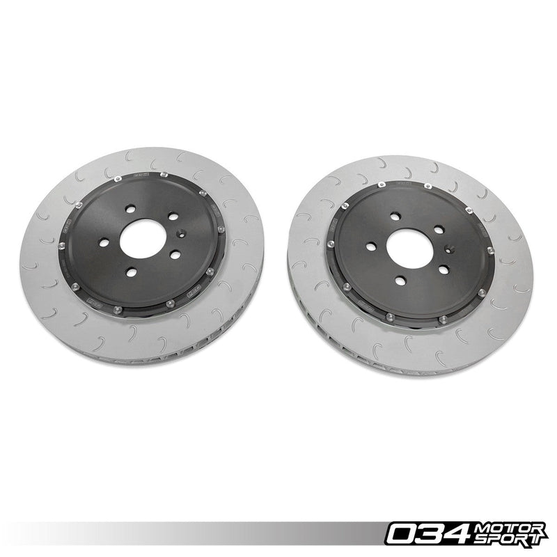 034MOTORSPORT 2-PIECE FLOATING FRONT BRAKE ROTOR UPGRADE KIT FOR AUDI, B8 RS5, R8 GEN 1, GEN 1.5