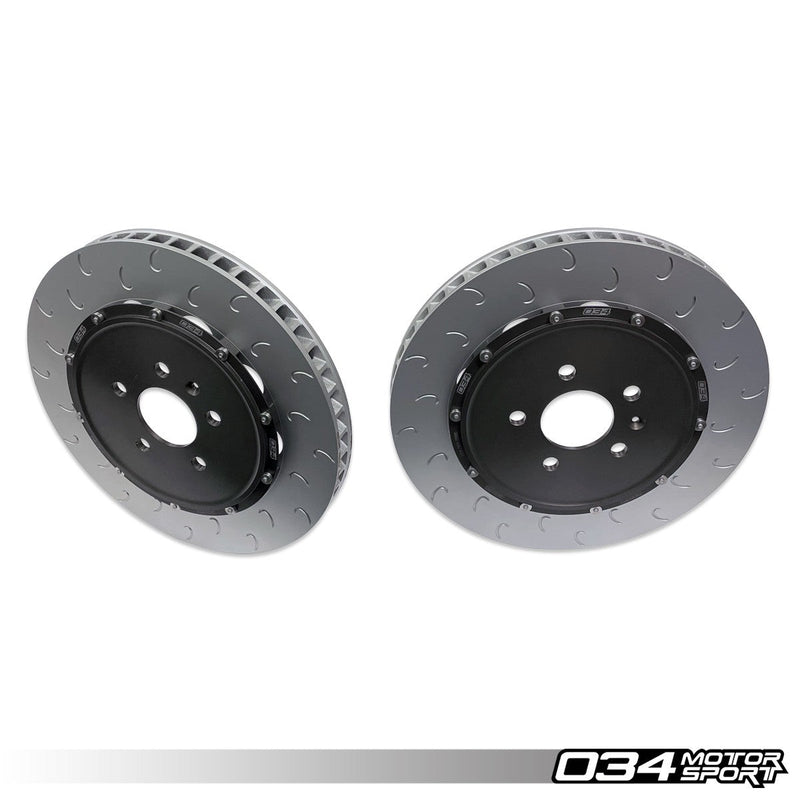 034MOTORSPORT 2-PIECE FLOATING FRONT BRAKE ROTOR UPGRADE KIT FOR AUDI, B8 RS5, R8 GEN 1, GEN 1.5
