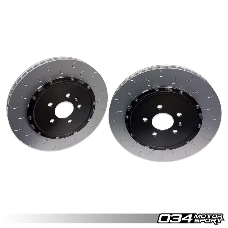 034MOTORSPORT 2-PIECE FLOATING FRONT BRAKE ROTOR UPGRADE KIT FOR AUDI, B8 RS5, R8 GEN 1, GEN 1.5