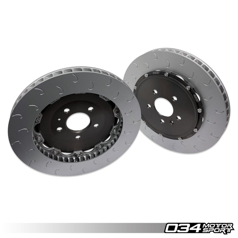 034MOTORSPORT 2-PIECE FLOATING FRONT BRAKE ROTOR UPGRADE KIT FOR AUDI, B8 RS5, R8 GEN 1, GEN 1.5