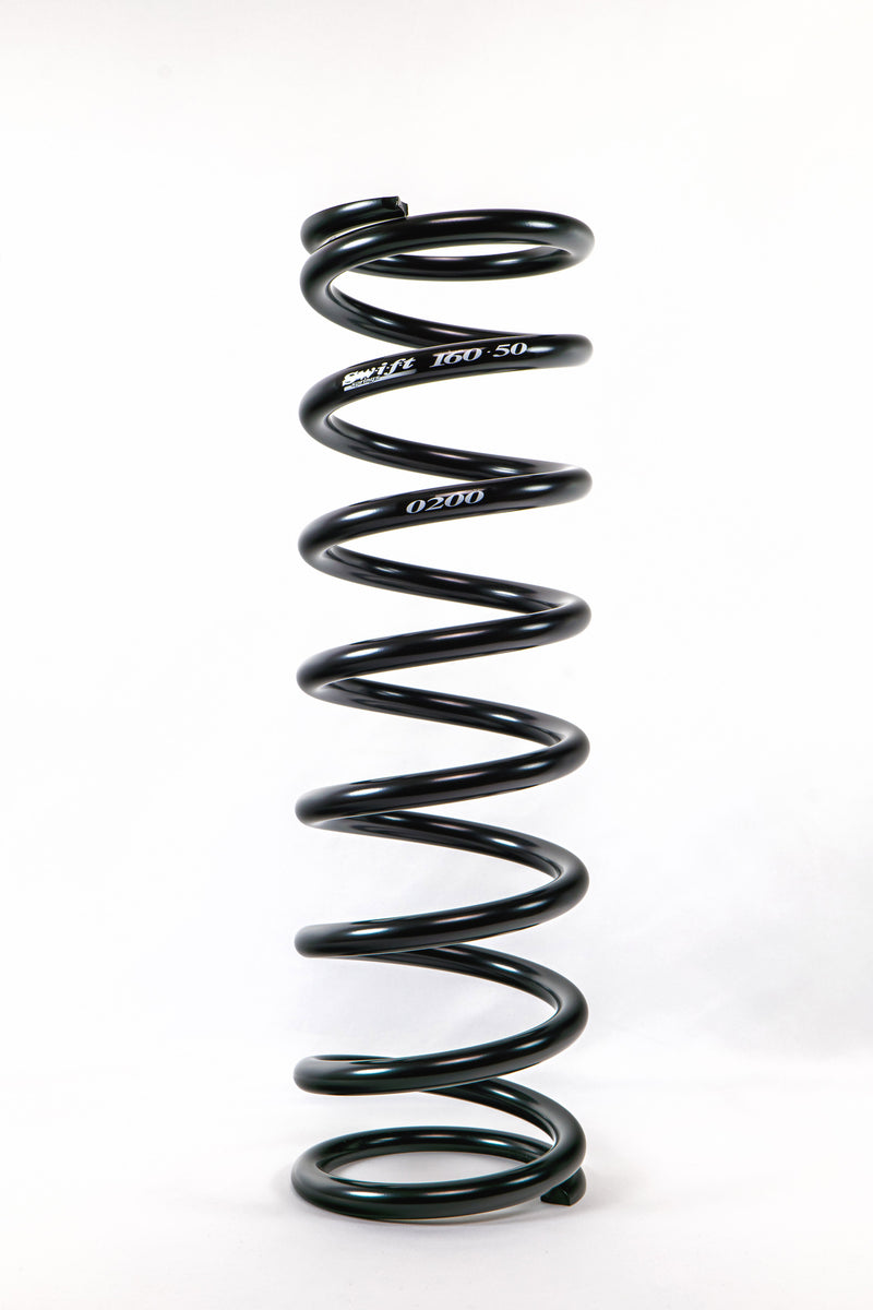 Coil Spring - Conventional - 5 in OD - 16 in Length - 200 lb/in Spring Rate - Rear - Steel - Black Powder Coat - Each