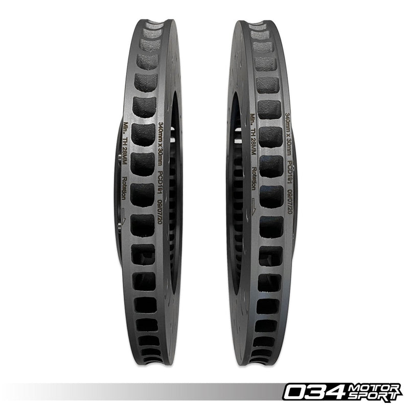 034MOTORSPORT 2-Piece Floating Front Brake Rotor Upgrade Kit, Volkswagen & Audi MQB and MQB EVO with 2.0T TFSI (Performance Pack)