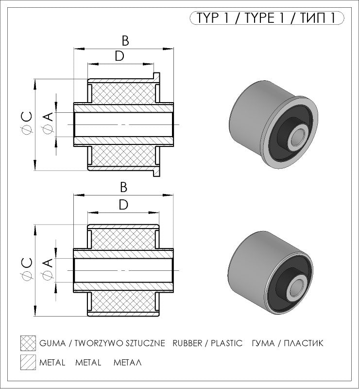 TEDGUM Rear Knuckle Lower Bushing - 37842